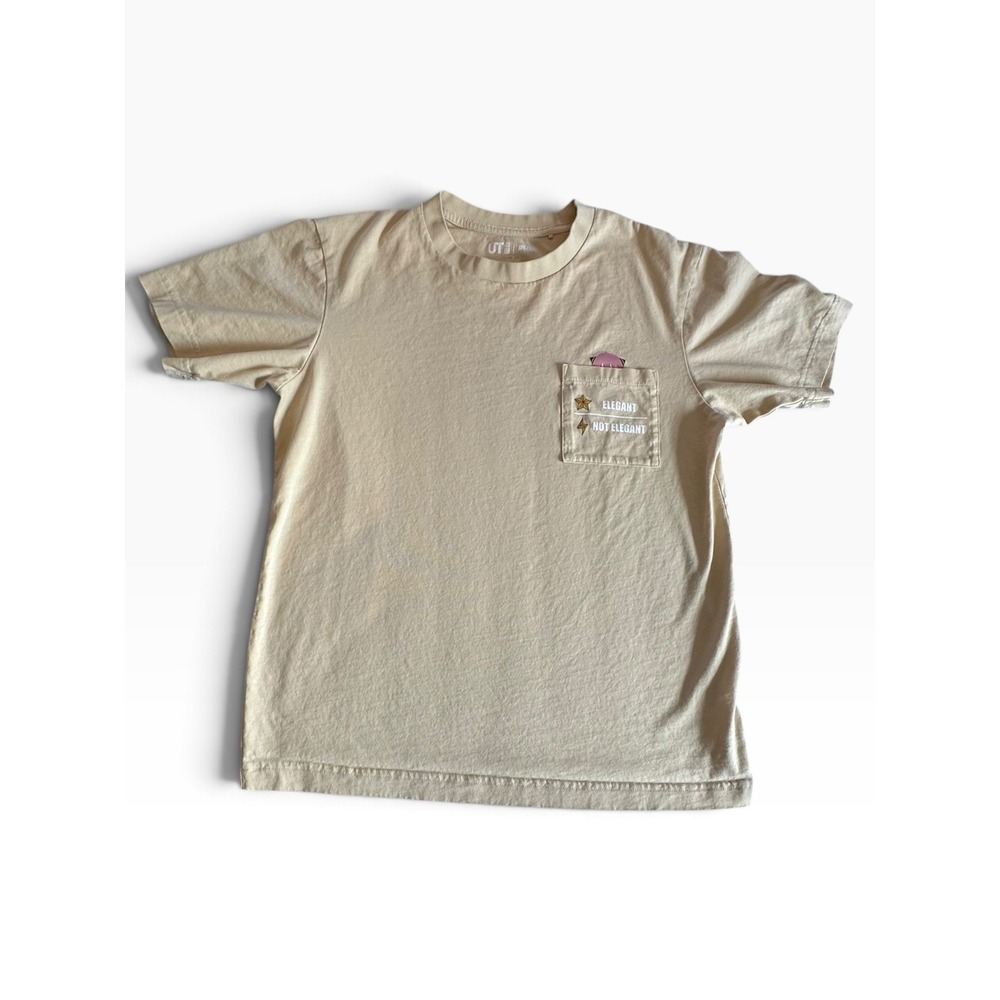 Uniqlo Spy x Family T-Shirt Mens Small Pale Yellow Anya Forger Pocket Tee